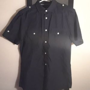 Black navey style button up men's shirt